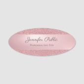 Calligraphy Script Moderne Rose Gold Glitzer Chic Namensschild (Vorderseite)