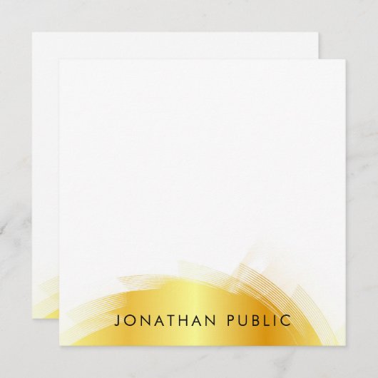 Calligraphy Script Monogram Elegante Imitate Gold Mitteilungskarte (Vorne/Hinten)