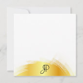 Calligraphy Script Monogram Elegante Imitate Gold Mitteilungskarte (Rückseite)
