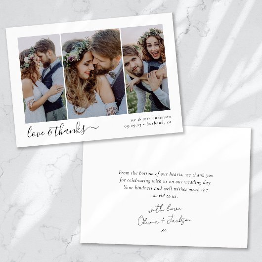 Calligraphy Script Multi Foto Wedding Dankeskarte
