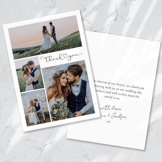 Calligraphy Script Multi Foto Wedding Dankeskarte