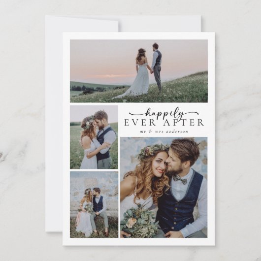 Calligraphy Script Multi Foto Wedding Dankeskarte (Vorderseite)