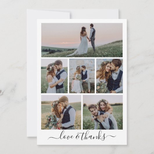 Calligraphy Script Multi Foto Wedding Dankeskarte (Vorderseite)
