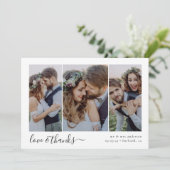 Calligraphy Script Multi Foto Wedding Dankeskarte (Stehend Vorderseite)