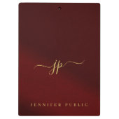 Calligraphy Script Name Elegant Gold Text Monogram Klemmbrett (Rückseite)