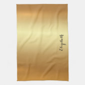 Calligraphy Script Name Stylish Black And Gold Geschirrtuch (Vertikal)