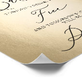 Calligraphy Script Open Bar Funny Wedding Sign Poster (Ecke)