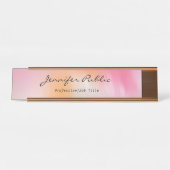 Calligraphy Script Rose Gold Moderne Abstrakte Kun Schreibtischnamensplakette (Vorderseite )