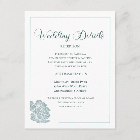 Calligraphy Script Sage Green Floral Wedding Begleitkarte (Vorderseite)