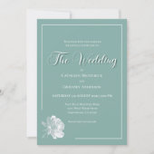 Calligraphy Script Sage Green Floral Wedding Einladung (Vorderseite)