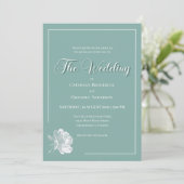 Calligraphy Script Sage Green Floral Wedding Einladung (Stehend Vorderseite)