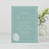 Calligraphy Script Sage Green Floral Wedding Einladung (Stehend Vorderseite)