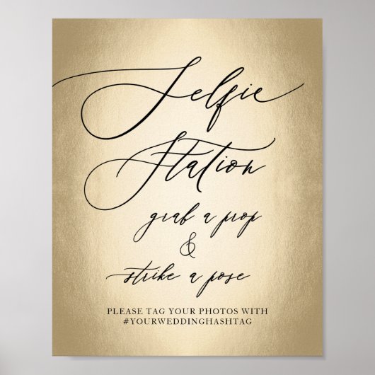 Calligraphy Script Selfie Station Wedding Sign Poster (Vorne)