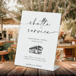 Calligraphy Script Shuttle Service Wedding Sign Sockelschild