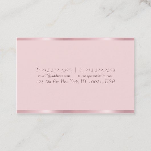 Calligraphy Script Template Rose Gold Elegant Visitenkarte (Rückseite)