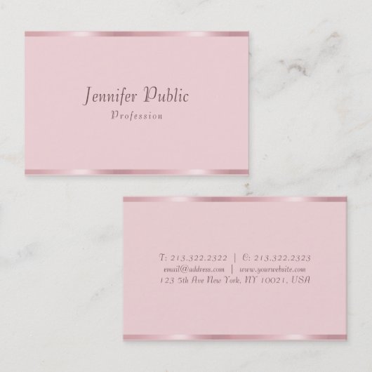 Calligraphy Script Template Rose Gold Elegant Visitenkarte (Vorne/Hinten)