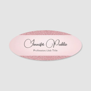 Calligraphy Script Template Rose Gold Glitzer Look Namensschild