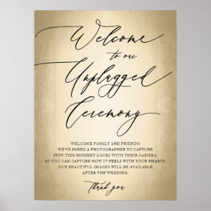 Calligraphy Script Unplugged Ceremony Wedding Sign Poster