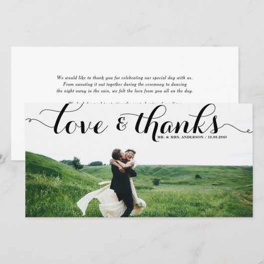 CALLIGRAPHY SCRIPT WEDD DANK IHRER FOTOKARTE DANKESKARTE (Vorne/Hinten)