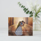 Calligraphy Script Wedding Foto DANK Postkarte (Stehend Vorderseite)