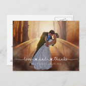 Calligraphy Script Wedding Foto DANK Postkarte (Vorne/Hinten)