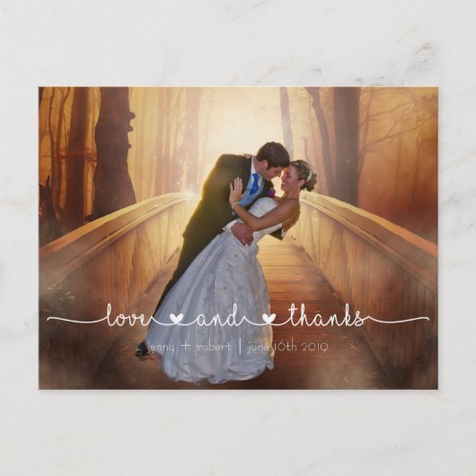 Calligraphy Script Wedding Foto DANK Postkarte (Vorderseite)