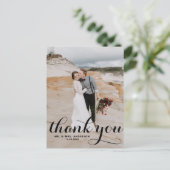 Calligraphy Script Wedding Vielen Dank Postcard Postkarte (Stehend Vorderseite)