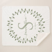Calligraphy Script Wreath Monogram Sherpadecke (Vorderseite (Horizontal))