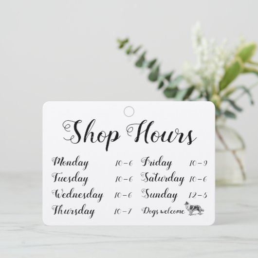 Calligraphy Shop Open Dogs Willkommenszeichen (Stehend Vorderseite)