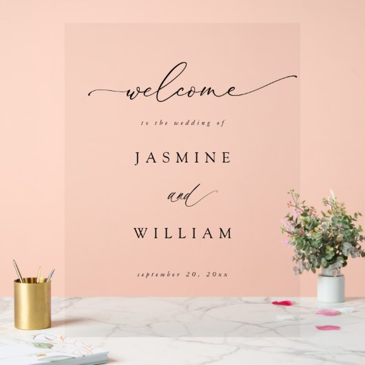 Calligraphy Simple Elegant Wedding Welcome - Black Acrylschild (Hochzeit)