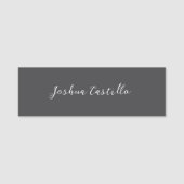 Calligraphy Simple Grey Professional Name Namensschild (Vorderseite)