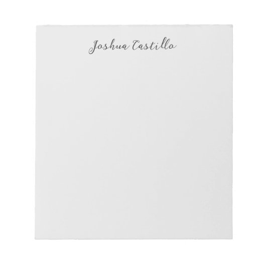 Calligraphy Simple Grey Professional Name Notizblock (Vorderseite)