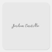 Calligraphy Simple Grey Professional Name Quadratischer Aufkleber (Vorderseite)