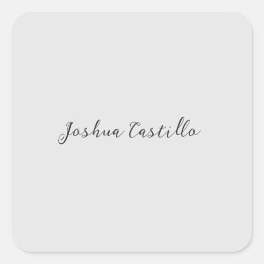 Calligraphy Simple Grey Professional Name Quadratischer Aufkleber (Vorderseite)