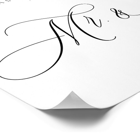 Calligraphy Simple Mr Mrs Signature Poster (Ecke)