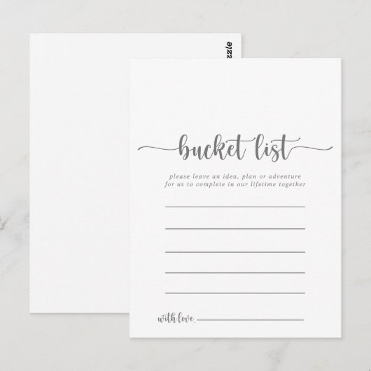 Calligraphy Simple Silver Bucket List Cards Postkarte (Vorne/Hinten)
