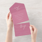 Calligraphy Simple Wedding Pink Tone All In One Einladung (Abreißen)