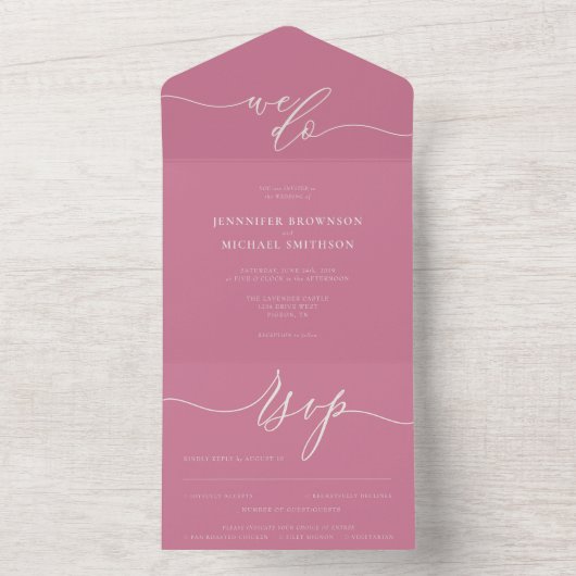 Calligraphy Simple Wedding Pink Tone All In One Einladung (Innen Boden)
