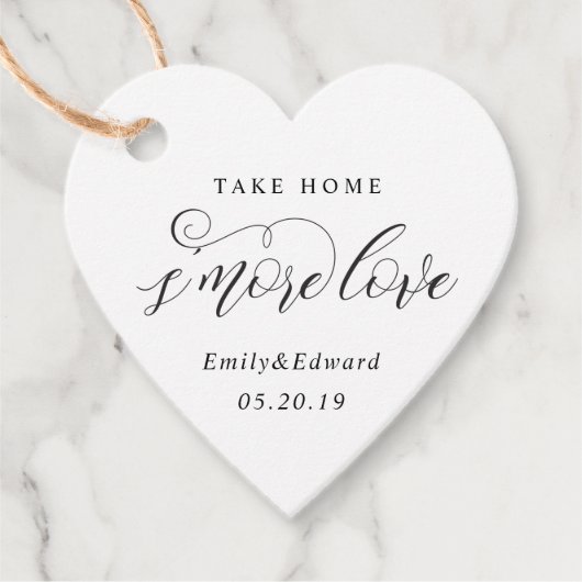 Calligraphy S'more Liebe Wedding Heart Shaped Geschenkanhänger (Vorderseite)