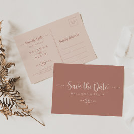 Calligraphy Terracotta Horizontal Wedding Save The Date