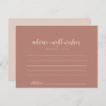 Calligraphy Terracotta Wedding Advice Card Postkarte<br><div class="desc">Diese kalligraphische Terracotta Hochzeitsratenkarte ist perfekt für eine rustikale Hochzeit. Das einfache und elegante Design zeichnet sich durch klassische und extravagante Schriftzeichen aus. Diese Karten sind ideal für Hochzeiten, Brautparty, Babydusche, Graduiertenfest u.v.m. Personalisieren Sie die Karten mit den Namen der Braut und Bräutigam, den Eltern, die Sie werden oder Absolvent....</div>