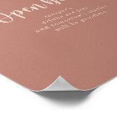 Calligraphy Terracotta Wedding Open Bar Sign Poster (Ecke)