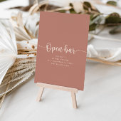 Calligraphy Terracotta Wedding Open Bar Sign Poster