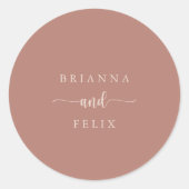Calligraphy Terracotta Wedding Umschlag Aufklebers Runder Aufkleber (Vorderseite)