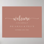 Calligraphy Terracotta Wedding Welcome Sign Poster (Vorne)