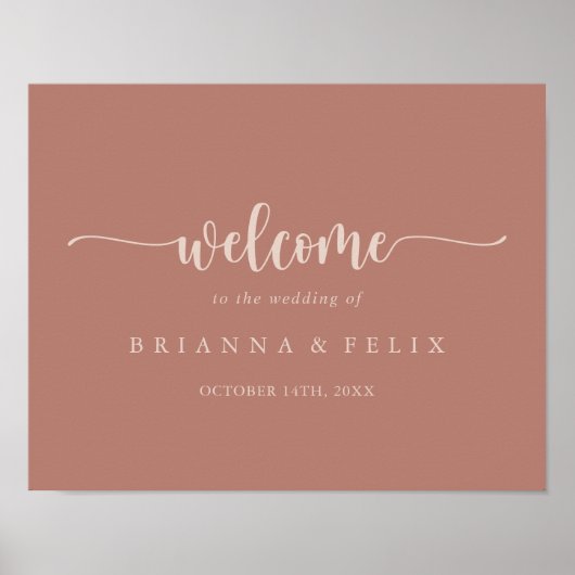 Calligraphy Terracotta Wedding Welcome Sign Poster (Vorne)