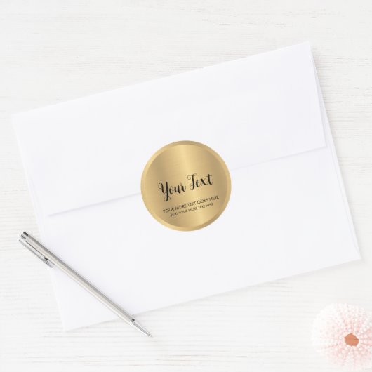 Calligraphy Text Elegant Metallic Look Imitats Gol Runder Aufkleber (Umschlag)