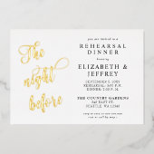 Calligraphy The Night Before Rehearsal Dinner Folieneinladung (Vorderseite)
