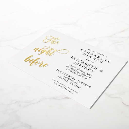 Calligraphy The Night Before Rehearsal Dinner Folieneinladung (Gedreht)