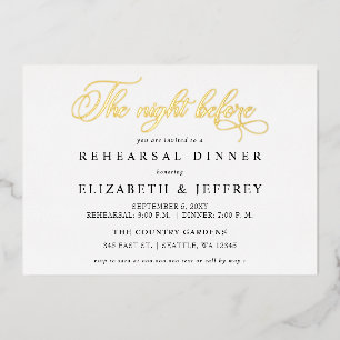 Calligraphy The Night Before Rehearsal Dinner Folieneinladung